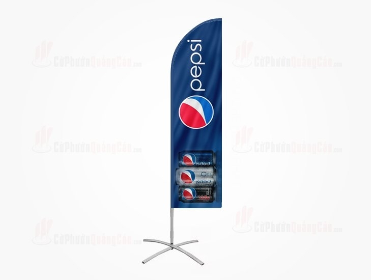 Cờ phướn quảng cáo khung inox đế sắt chữ X Pepsi